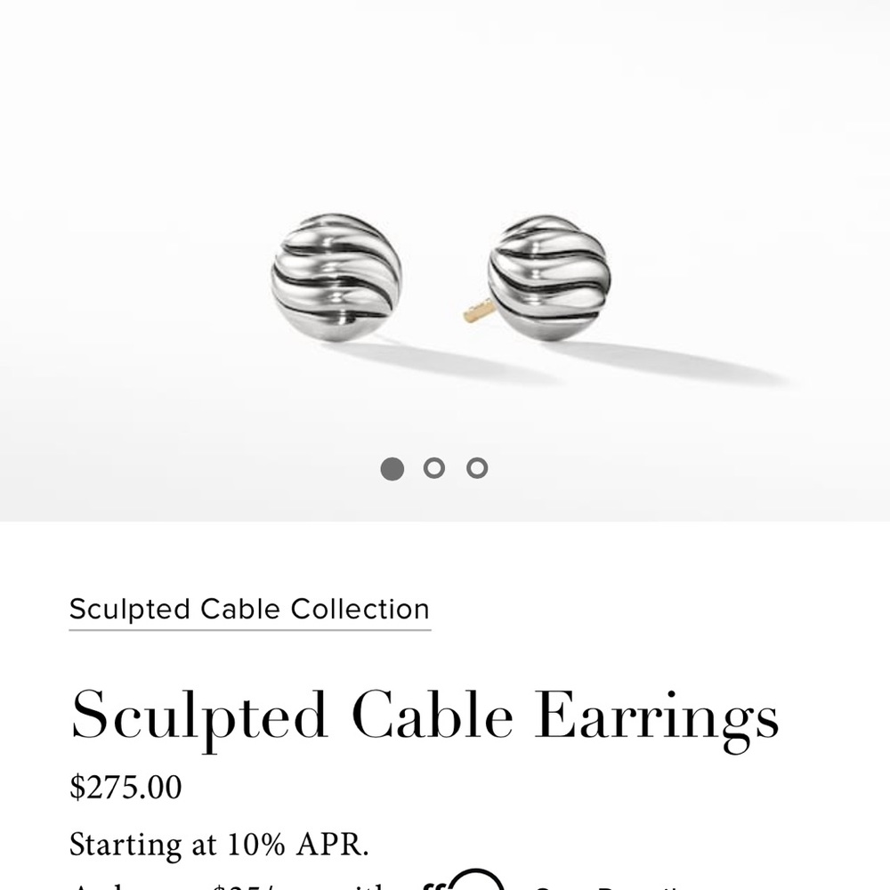 David Yurman spuplted cable stud silver earrings